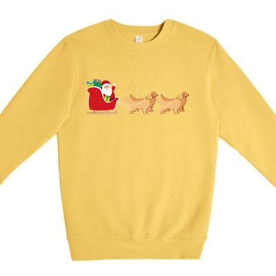 Golden Retriever Santa Christmas Sleigh Funny Labrador Xmas Gift Premium Crewneck Sweatshirt