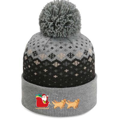 Golden Retriever Santa Christmas Sleigh Funny Labrador Xmas Gift The Baniff Cuffed Pom Beanie