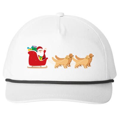 Golden Retriever Santa Christmas Sleigh Funny Labrador Xmas Gift Snapback Five-Panel Rope Hat