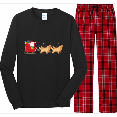 Golden Retriever Santa Christmas Sleigh Funny Labrador Xmas Gift Long Sleeve Pajama Set