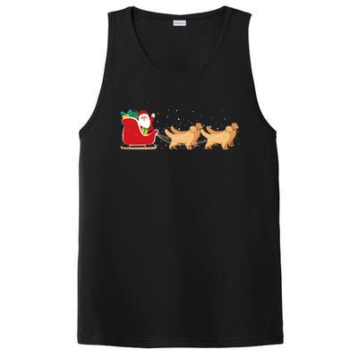 Golden Retriever Santa Christmas Sleigh Funny Labrador Xmas Gift PosiCharge Competitor Tank