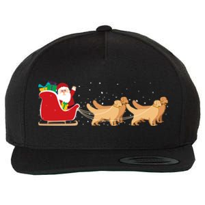 Golden Retriever Santa Christmas Sleigh Funny Labrador Xmas Gift Wool Snapback Cap