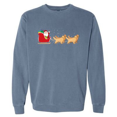 Golden Retriever Santa Christmas Sleigh Funny Labrador Xmas Gift Garment-Dyed Sweatshirt