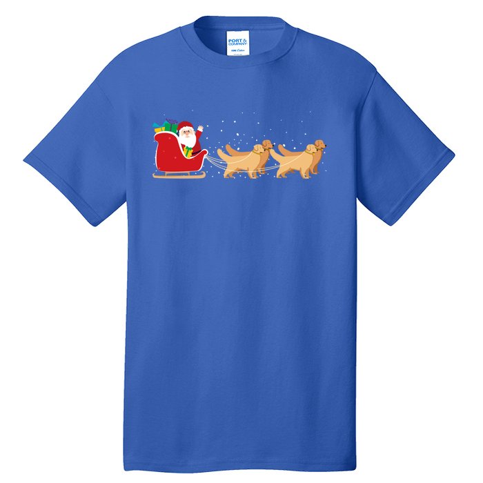 Golden Retriever Santa Christmas Sleigh Funny Labrador Xmas Gift Tall T-Shirt