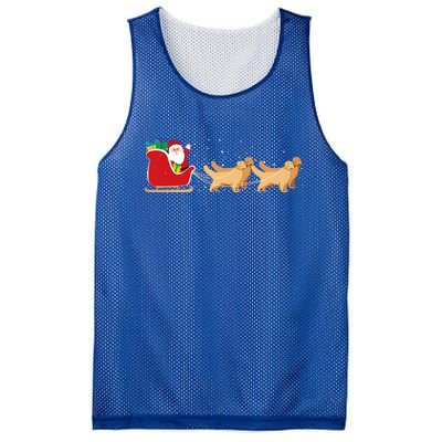 Golden Retriever Santa Christmas Sleigh Funny Labrador Xmas Gift Mesh Reversible Basketball Jersey Tank