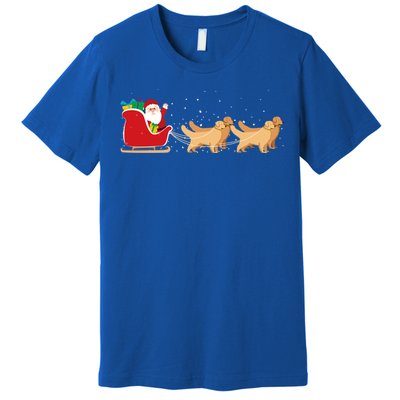 Golden Retriever Santa Christmas Sleigh Funny Labrador Xmas Gift Premium T-Shirt