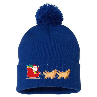 Golden Retriever Santa Christmas Sleigh Funny Labrador Xmas Gift Pom Pom 12in Knit Beanie