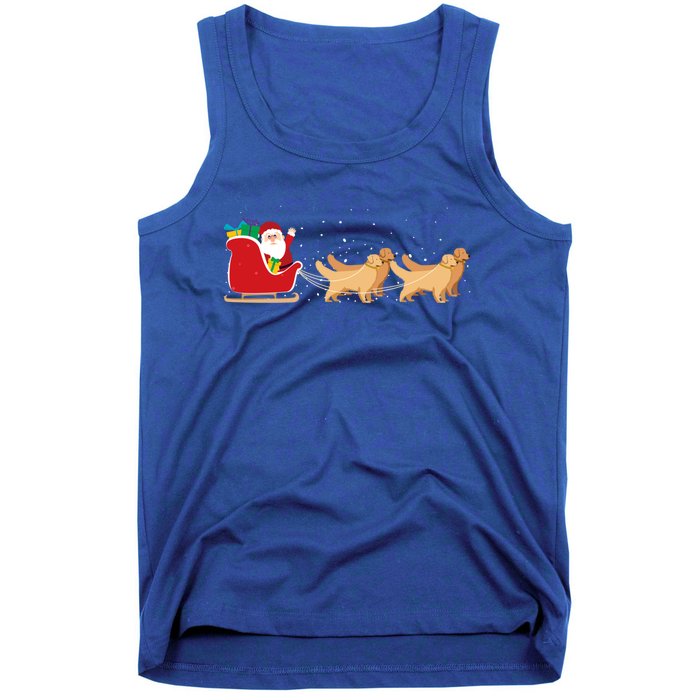 Golden Retriever Santa Christmas Sleigh Funny Labrador Xmas Gift Tank Top