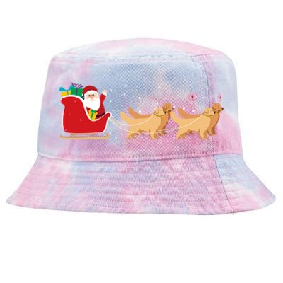 Golden Retriever Santa Christmas Sleigh Funny Labrador Xmas Gift Tie-Dyed Bucket Hat