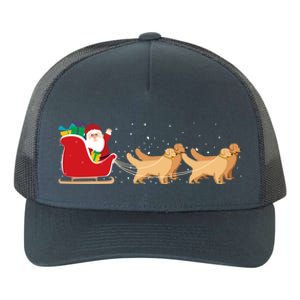 Golden Retriever Santa Christmas Sleigh Funny Labrador Xmas Gift Yupoong Adult 5-Panel Trucker Hat