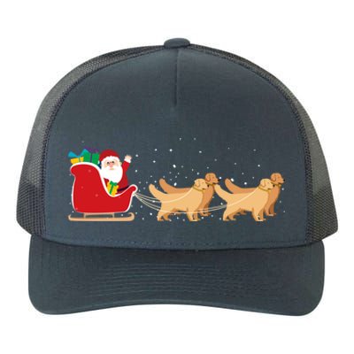 Golden Retriever Santa Christmas Sleigh Funny Labrador Xmas Gift Yupoong Adult 5-Panel Trucker Hat