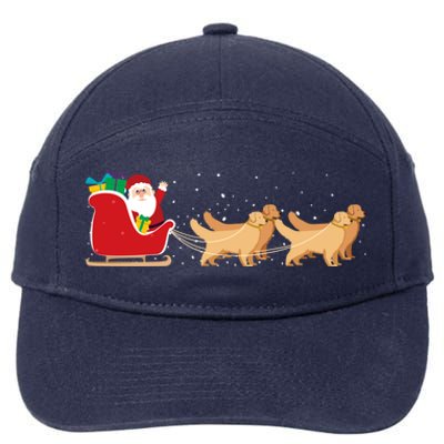 Golden Retriever Santa Christmas Sleigh Funny Labrador Xmas Gift 7-Panel Snapback Hat