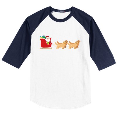 Golden Retriever Santa Christmas Sleigh Funny Labrador Xmas Gift Baseball Sleeve Shirt