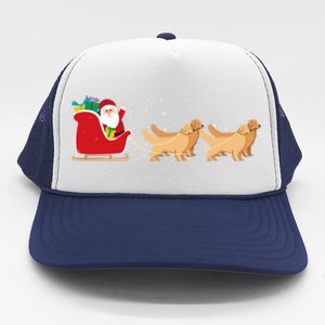 Golden Retriever Santa Christmas Sleigh Funny Labrador Xmas Gift Trucker Hat