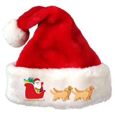 Golden Retriever Santa Christmas Sleigh Funny Labrador Xmas Gift Premium Christmas Santa Hat