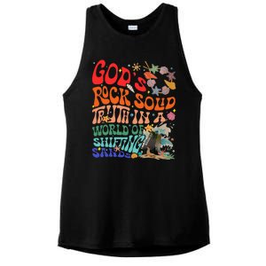 Gods Rock Solid Truth In A World Ladies PosiCharge Tri-Blend Wicking Tank