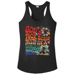 Gods Rock Solid Truth In A World Ladies PosiCharge Competitor Racerback Tank