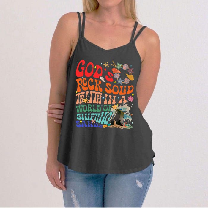 Gods Rock Solid Truth In A World Women's Strappy Tank