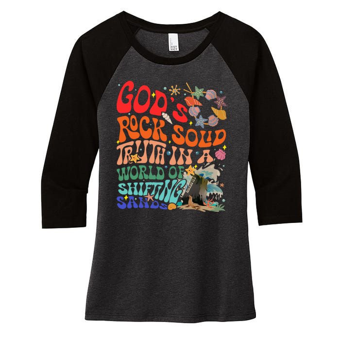 Gods Rock Solid Truth In A World Women's Tri-Blend 3/4-Sleeve Raglan Shirt