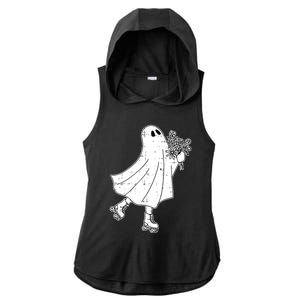 Ghost Roller Skate Halloween Costume Ghoul Skating Skater Funny Gift Ladies PosiCharge Tri-Blend Wicking Draft Hoodie Tank