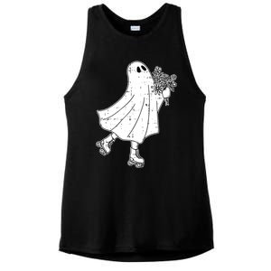 Ghost Roller Skate Halloween Costume Ghoul Skating Skater Funny Gift Ladies PosiCharge Tri-Blend Wicking Tank