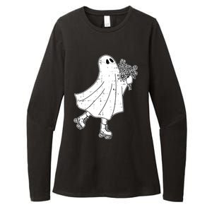 Ghost Roller Skate Halloween Costume Ghoul Skating Skater Funny Gift Womens CVC Long Sleeve Shirt