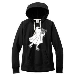 Ghost Roller Skate Halloween Costume Ghoul Skating Skater Funny Gift Women's Fleece Hoodie