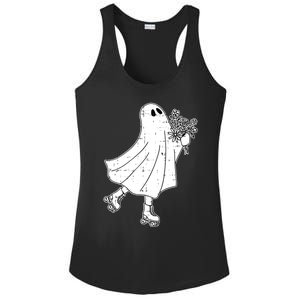 Ghost Roller Skate Halloween Costume Ghoul Skating Skater Funny Gift Ladies PosiCharge Competitor Racerback Tank