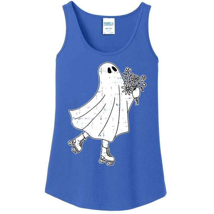 Ghost Roller Skate Halloween Costume Ghoul Skating Skater Funny Gift Ladies Essential Tank