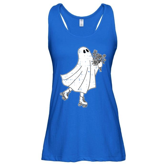 Ghost Roller Skate Halloween Costume Ghoul Skating Skater Funny Gift Ladies Essential Flowy Tank