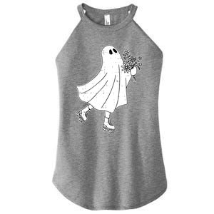 Ghost Roller Skate Halloween Costume Ghoul Skating Skater Funny Gift Women's Perfect Tri Rocker Tank