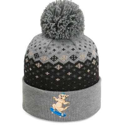 Golden Retriver Skateboarding The Baniff Cuffed Pom Beanie