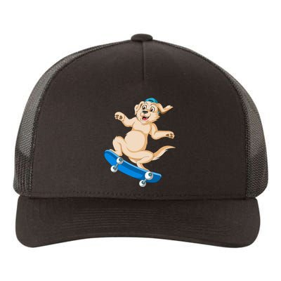 Golden Retriver Skateboarding Yupoong Adult 5-Panel Trucker Hat