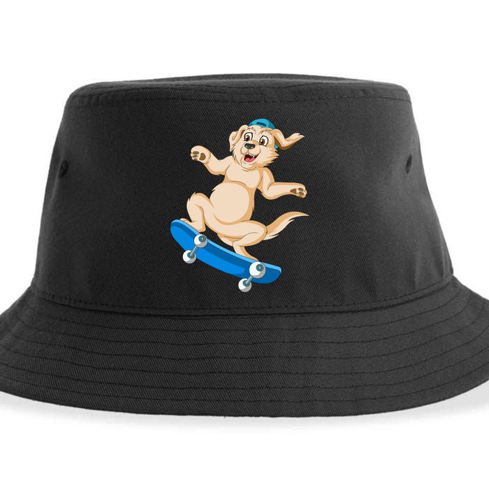 Golden Retriver Skateboarding Sustainable Bucket Hat