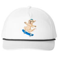 Golden Retriver Skateboarding Snapback Five-Panel Rope Hat