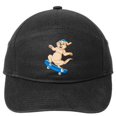 Golden Retriver Skateboarding 7-Panel Snapback Hat