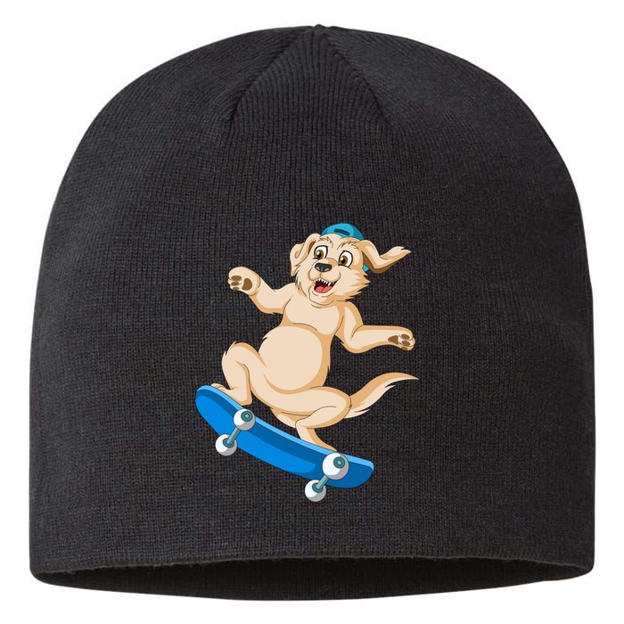 Golden Retriver Skateboarding Sustainable Beanie