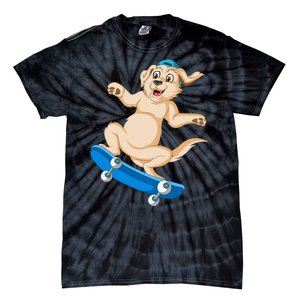 Golden Retriver Skateboarding Tie-Dye T-Shirt