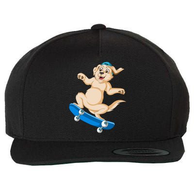 Golden Retriver Skateboarding Wool Snapback Cap