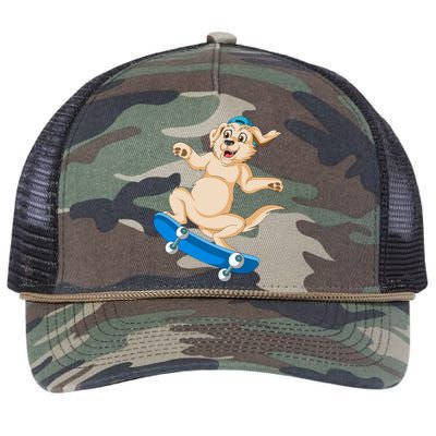 Golden Retriver Skateboarding Retro Rope Trucker Hat Cap