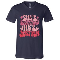 Groovy Retro Shes Everything Hes Just Ken V-Neck T-Shirt