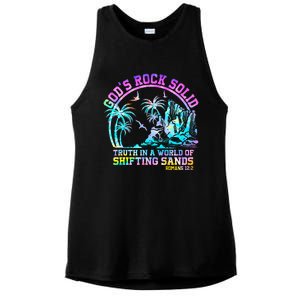 GodS Rock Solid Breaker Rock Beach Vbs 2024 Christian Ladies PosiCharge Tri-Blend Wicking Tank