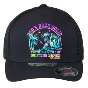 GodS Rock Solid Breaker Rock Beach Vbs 2024 Christian Flexfit Unipanel Trucker Cap