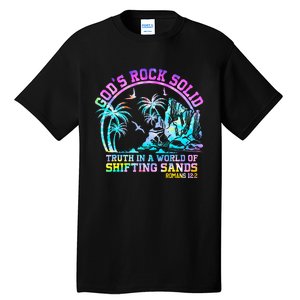 GodS Rock Solid Breaker Rock Beach Vbs 2024 Christian Tall T-Shirt