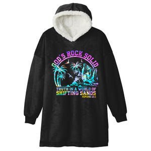 GodS Rock Solid Breaker Rock Beach Vbs 2024 Christian Hooded Wearable Blanket