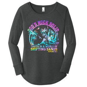 GodS Rock Solid Breaker Rock Beach Vbs 2024 Christian Women's Perfect Tri Tunic Long Sleeve Shirt