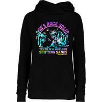 GodS Rock Solid Breaker Rock Beach Vbs 2024 Christian Womens Funnel Neck Pullover Hood