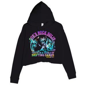 GodS Rock Solid Breaker Rock Beach Vbs 2024 Christian Crop Fleece Hoodie