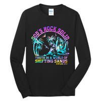 GodS Rock Solid Breaker Rock Beach Vbs 2024 Christian Tall Long Sleeve T-Shirt