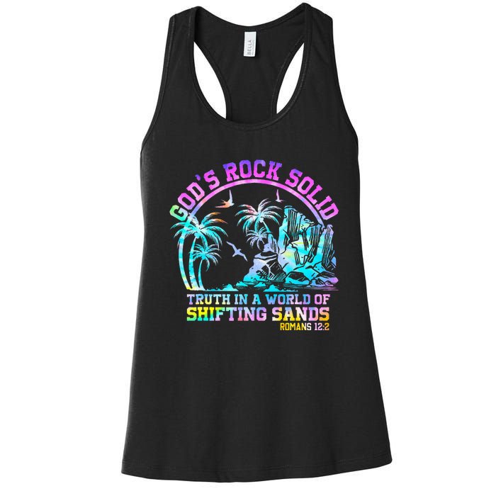 GodS Rock Solid Breaker Rock Beach Vbs 2024 Christian Women's Racerback Tank